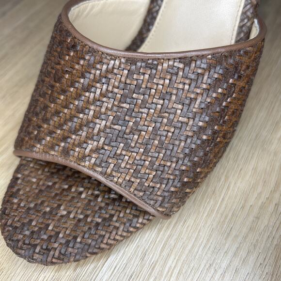 Veronica Beard Women’s 9 Sandals Dali Raffia Leather Wedge Brown Shoes Open Toe - Picture 9 of 9